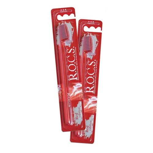 R.O.C.S. Комплект Зубная щётка Red Edition средняя,2 шт.. фото
