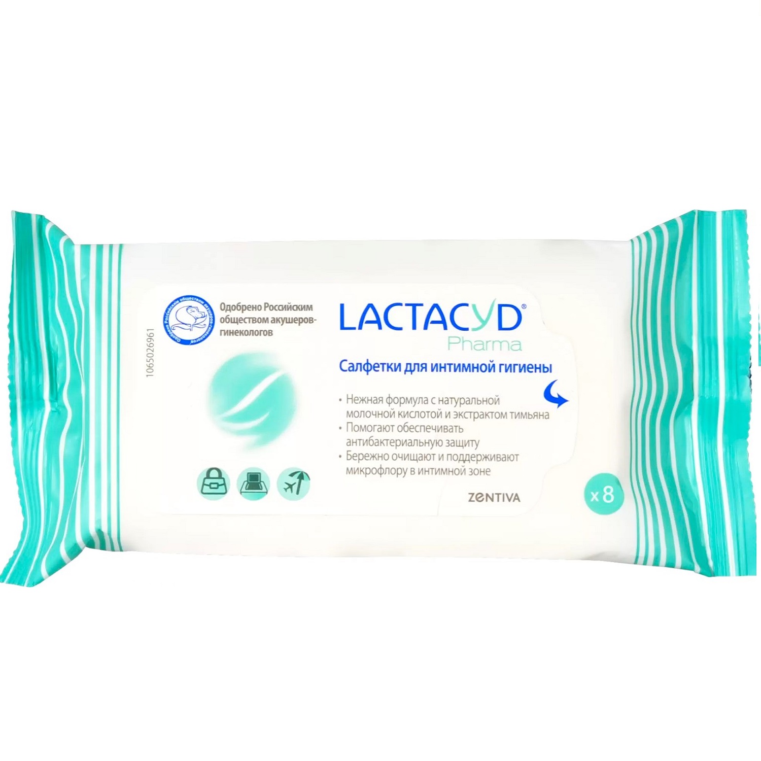 Lactacyd Салфетки с экстрактом тимьяна для интимной гигиены, 8 шт. фото