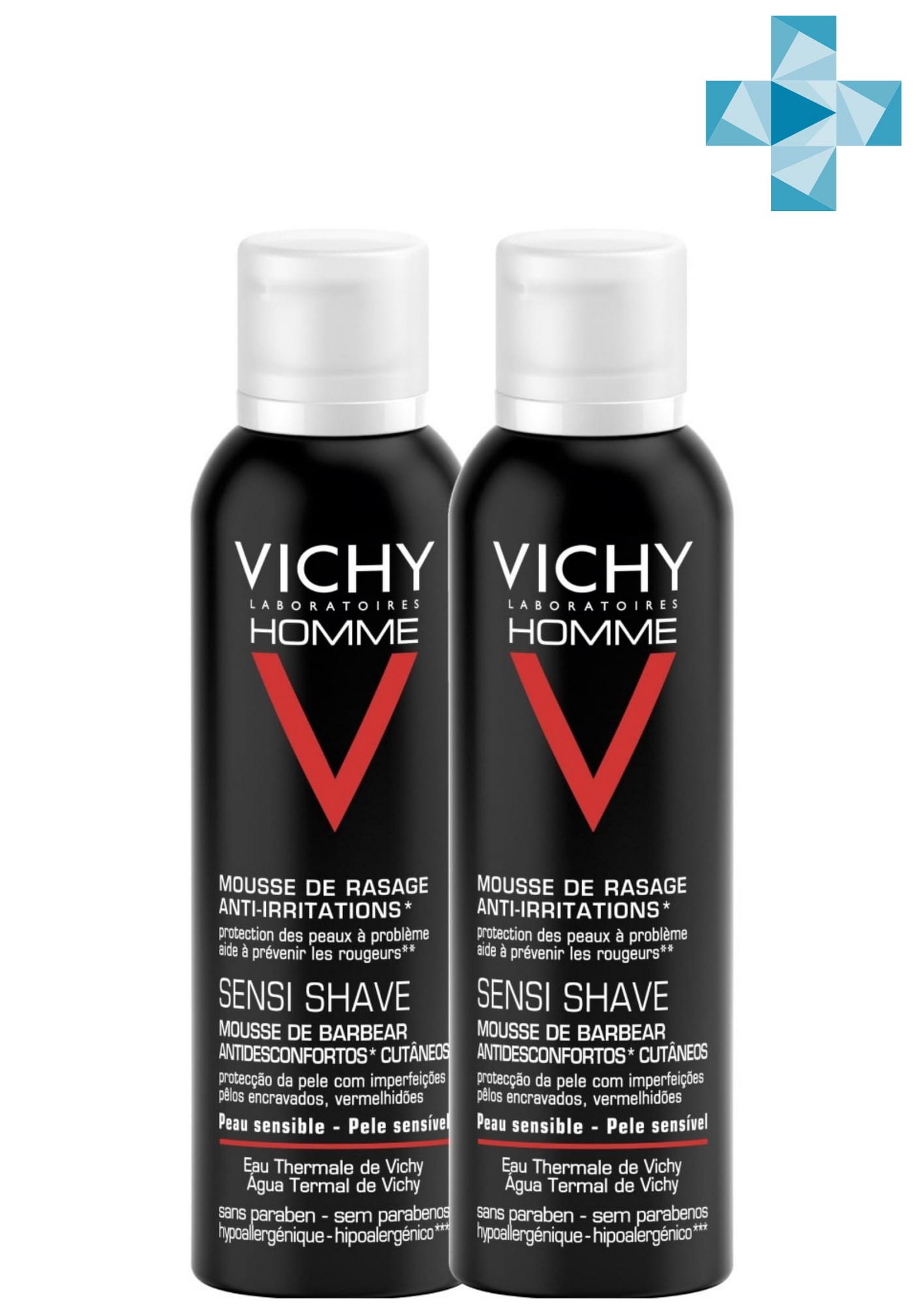 Vichy Комплект Пена для бритья для чувствительной кожи, склонной к покраснению 2 шт. по 200 мл. фото