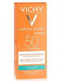 Vichy Солнцезащитная матирующая эмульсия Dry Touch для жирной кожи лица SPF 50, 50 мл. фото