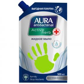 Aura Жидкое мыло Active Herb с экстрактом ромашки и антибактериальным эффектом, 500 мл. фото