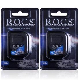R.O.C.S. Комплект Расширяющаяся зубная нить Black Edition, 2х40 м. фото