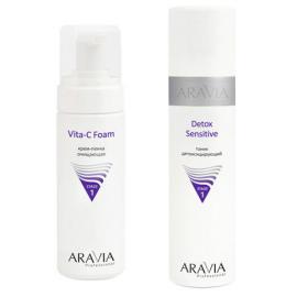 Aravia Professional Комплект Крем-пенка очищающая Vita-C Foam, 160 мл  Тоник детоксицирующий Detox Sensitive, 250 мл. фото