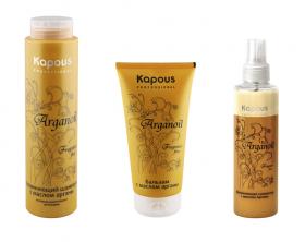 Kapous Professional Набор для волос с маслом арганы шампунь 300 мл  бальзам 200 мл  сыворотка 200 мл. фото