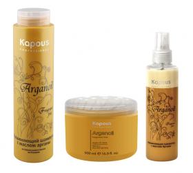 Kapous Professional Набор для волос с маслом арганы шампунь 300 мл  маска 500 мл  сыворотка 200 мл. фото