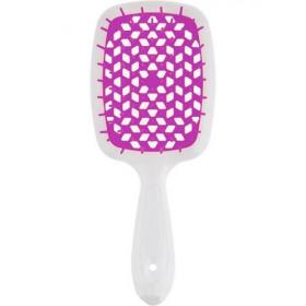 Janeke Щетка Superbrush с закругленными зубчиками бело-фиолетовая, 20,3 х 8,5 х 3,1 см. фото