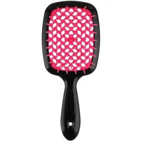 Janeke Щетка Superbrush с закругленными зубчиками черно-розовая, 17,5 х 7 х 3 см. фото