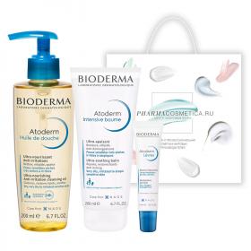 Bioderma Подарочный набор Atoderm масло и бальзам для лица и тела 2 х 200 мл  бальзам для губ 15 мл. фото