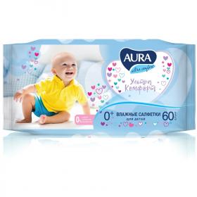 Aura Влажные салфетки для детей Ultra Comfort 0, 60 шт. фото