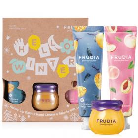 Frudia Подарочный набор Hello Winter бальзам для губ, 10 г  кремы для рук с манго и персиком, 2 х 30 г. фото