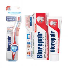 Biorepair Набор для чувствительных зубов зубная паста 75 мл  зубная щетка. фото