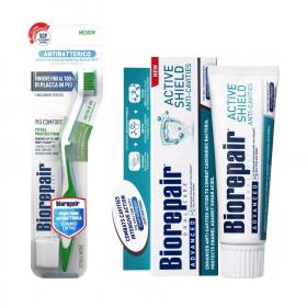 Biorepair Набор для защиты эмали зубная паста 75 мл  зубная щетка. фото