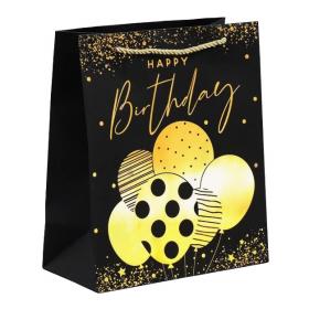 Подарочная упаковка Пакет подарочный Happy Birthday чёрный крафт 23  27  11,5 см. фото