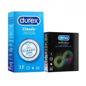 Durex Набор презервативов Classic 12 шт  презервативы с анестетиком Infinity 3 шт. фото
