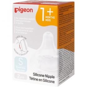 Pigeon Соска из силикона для бутылочки для кормления 1 мес , размер S, 2 шт. фото