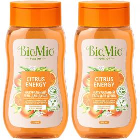 BioMio Гель для душа с эфирными маслами апельсина и бергамота Citrus Energy 3, 2 х 250 мл. фото