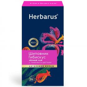 Herbarus Черный час с травами и цветами Шиповник и гибискус, 24 пакетика х 2 г. фото