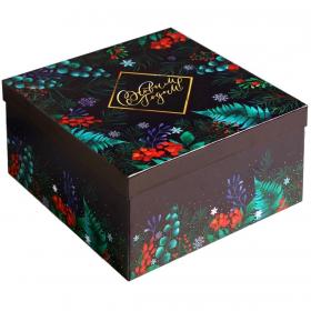 Подарочная упаковка Коробка подарочная Новогодняя ботаника, 28 x 28 x 15 см. фото