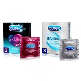Durex Набор презервативов Dual Extase 3 шт  Invisible 3 шт. фото