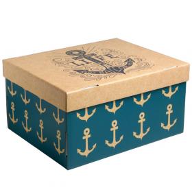 Подарочная упаковка Коробка складная Морская, 31,2 х 25,6 х 16,1 см. фото