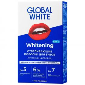 Global White Отбеливающие полоски с активным кислородом для зубов, 7 пар. фото