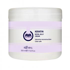 Kaaral Питательная крем-маска для восстановления окрашенных и химически обработанных волос Keratin Royal Jelly Cream, 500 мл. фото