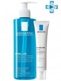 La Roche-Posay Комплект Корректирующий крем-гель Duo для проблемной кожи, 40 мл  Очищающий гель, 400 мл. фото