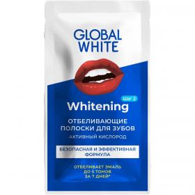 Global White Отбеливающие полоски с активным кислородом для зубов, 2 саше. фото