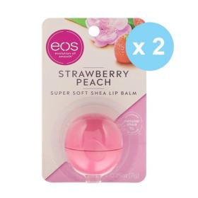 Eos Набор Strawberry peach lip balm бальзам для губ на картонной подложке Набор из 2 шт. фото