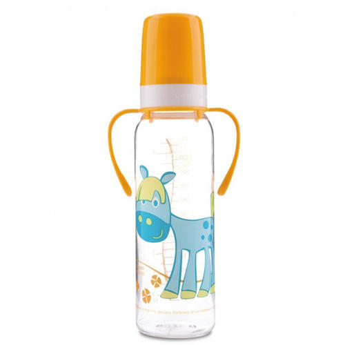 Тритановая бутылочка с ручками, силиконовой соской Cheerful animals (BPA 0%) 12+, 250 мл (Бутылочки)
