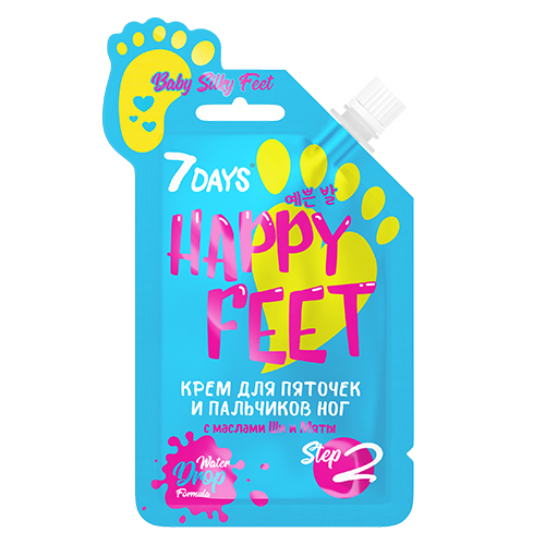  Крем для пяточек и пальчиков ног BABY SILKY FEET с маслами Ши и Мяты, 25 гр (7 Days, HAPPY FEET) фото 0