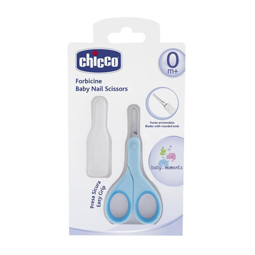 Chicco Ножницы детские из нержавеющей стали с закругленными концами,голубые, 0мес.+ (Chicco, Hair & Nails)