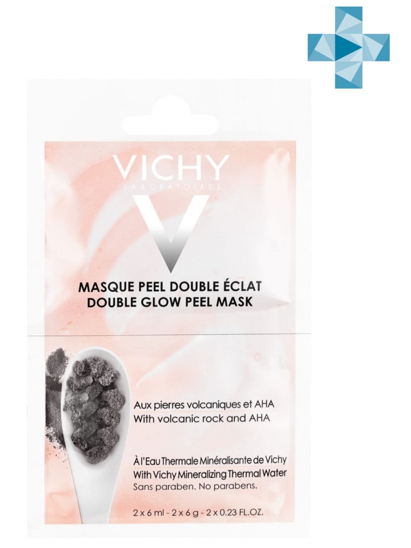 Vichy Минеральная маска-пилинг Двойное сияние для увлажнения и укрепления кожи лица, 2 х 6 мл (Vichy, Masque)