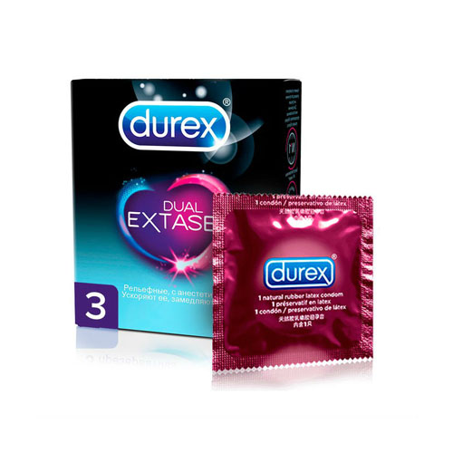 Durex Презервативы Dual Extase, 3 шт (Durex, Презервативы)