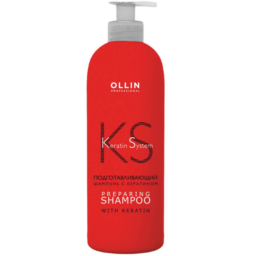 Ollin Professional Подготавливающий шампунь с кератином, 500 мл (Ollin Professional, Keratin System)