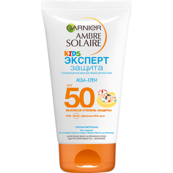 Гарньер Детский солнцезащитный Аква-Крем SPF 50, 150 мл (Garnier, Ambre Solaire) фото 0