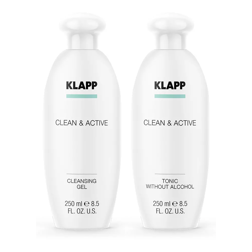 Klapp Набор Бережное очищение: гель 250 мл + тоник 250 мл (Klapp, Clean & active) klapp набор бережное очищение гель 250 мл тоник 250 мл