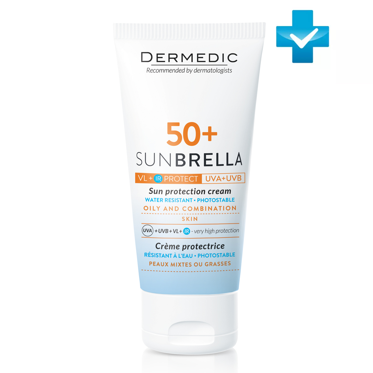 Dermedic Солнцезащитный крем SPF 50+ для жирной и комбинированной кожи, 50 мл (Dermedic, Sunbrella)