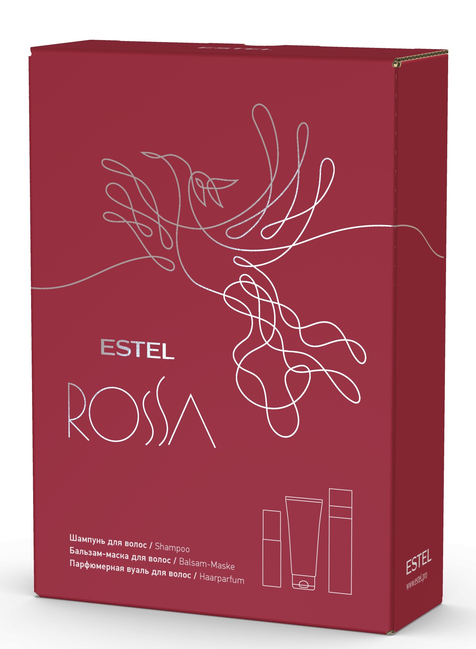 Estel Подарочный набор Rossa: шампунь 250 мл + бальзам-маска 200 мл + парфюмерная вуаль 100 мл (Estel, Rossa)