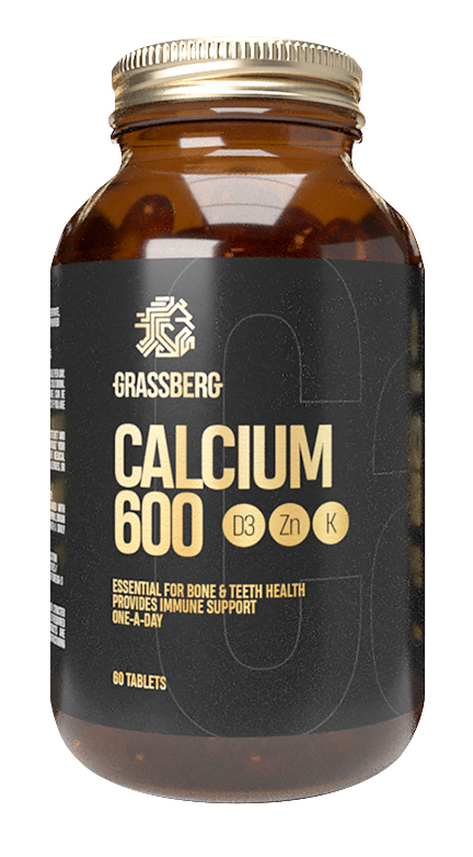 Grassberg Биологически активная добавка к пище Calcium 600 + D3 + Zn с витамином K1, 90 таблеток (Grassberg, )