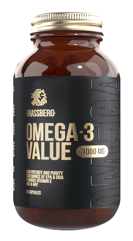 Grassberg Биологически активная добавка к пище Omega 3 Value 30% 1000 мг, 120 капсул (Grassberg, )