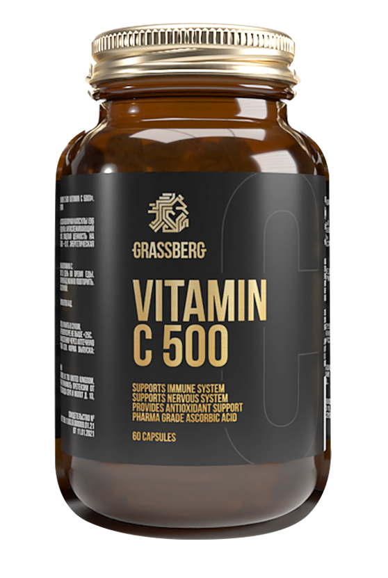 цена Grassberg Биологически активная добавка к пище Vitamin C 500 мг, 60 капсул (Grassberg, )