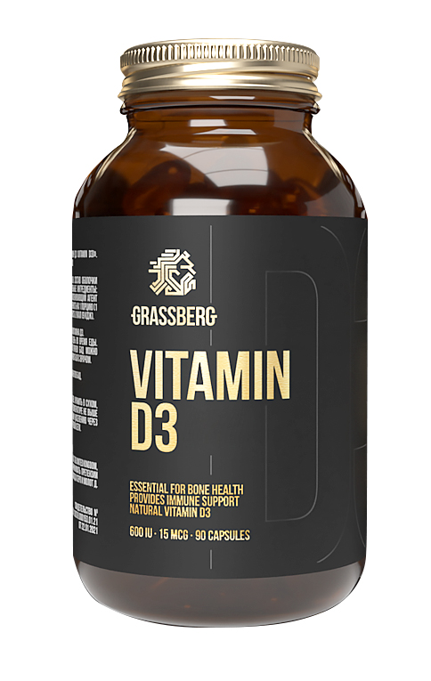 цена Grassberg Биологически активная добавка к пище Vitamin D3 600IU, 90 капсул (Grassberg, )