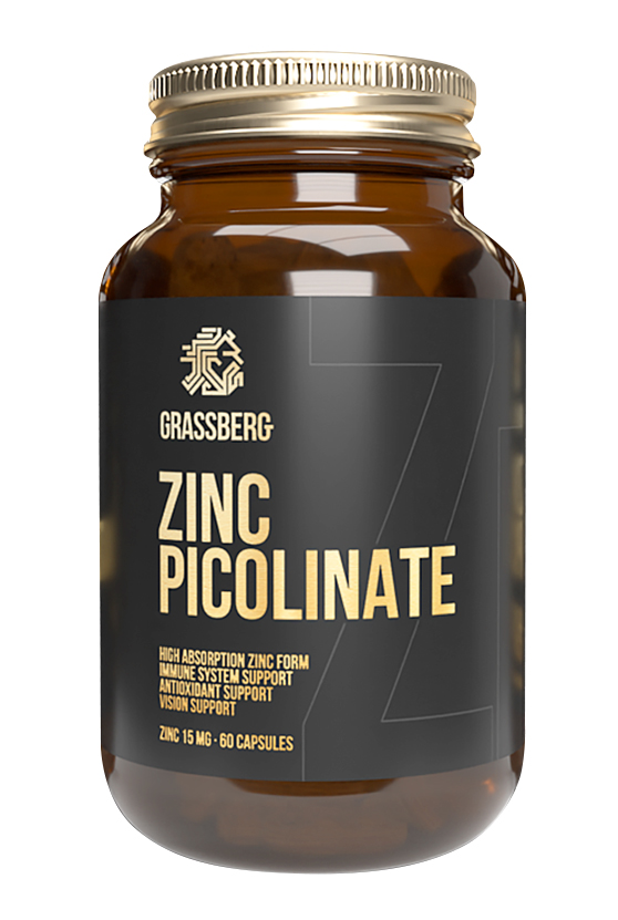 цена Grassberg Биологически активная добавка к пище Zinc Picolinate 15 мг, 180 капсул (Grassberg, )