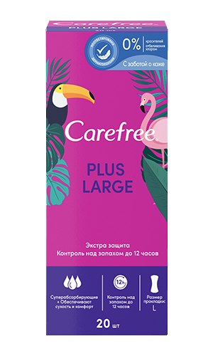 

Carefree Ежедневные прокладки Plus Large, 20 шт (Carefree, На каждый день), На каждый день