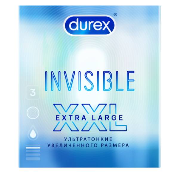 Дюрекс Ультратонкие презервативы Invisible XXL, 3 шт (Durex, Презервативы) фото 0