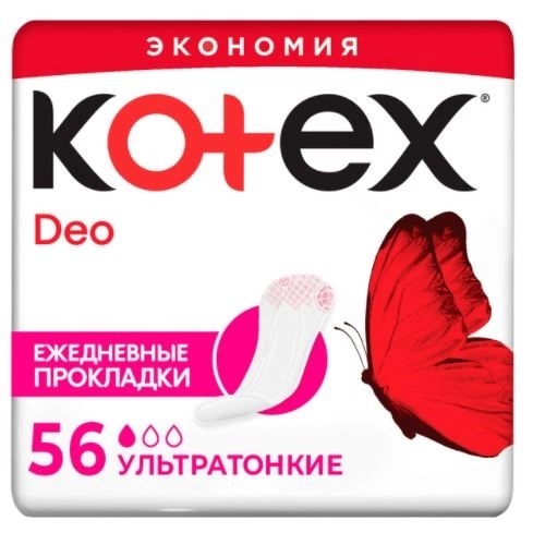 цена Kotex Ежедневные ароматизированные ультратонкие прокладки Deo, 56 шт (Kotex, Ежедневные)