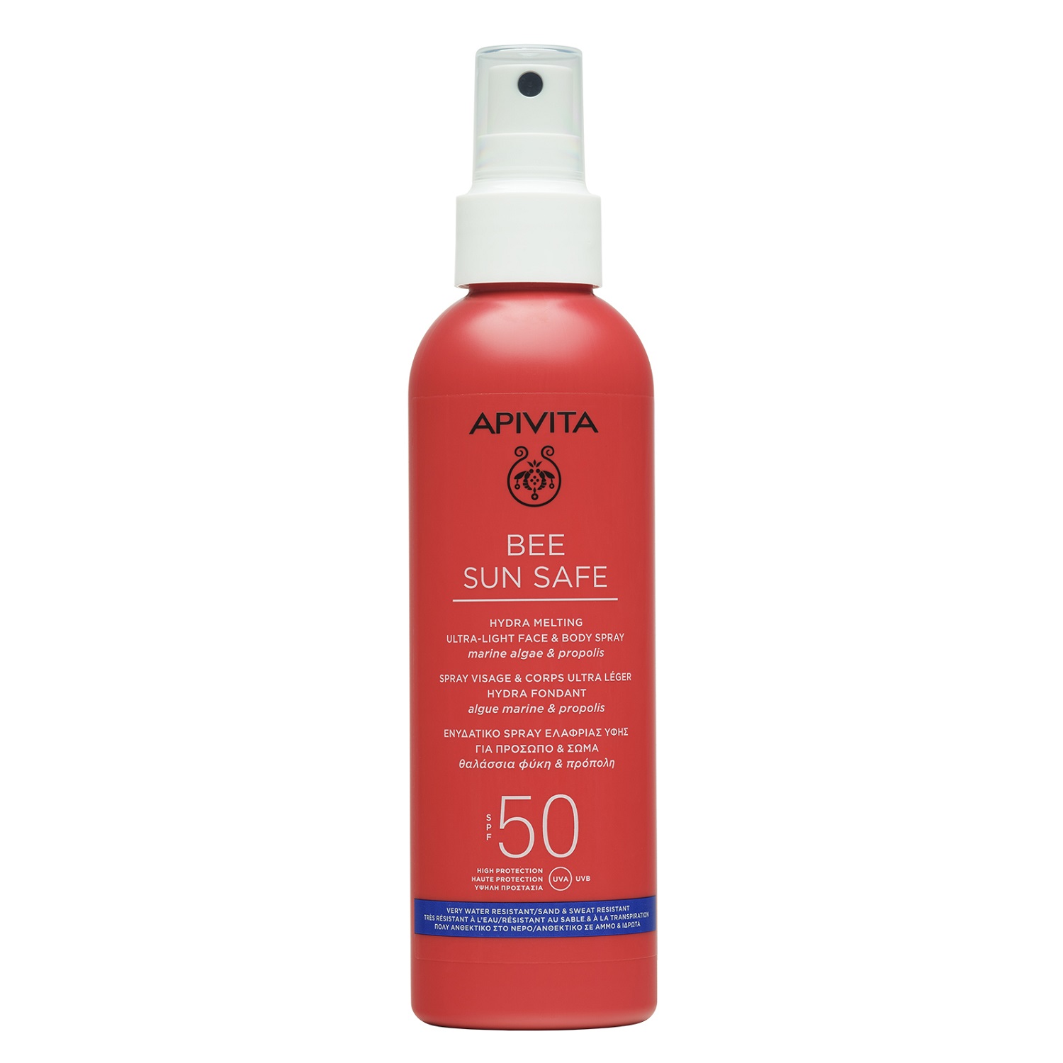 Apivita Солнцезащитный тающий ультра-легкий спрей для лица и тела SPF50, 200 мл (Apivita, Bee Sun Safe)