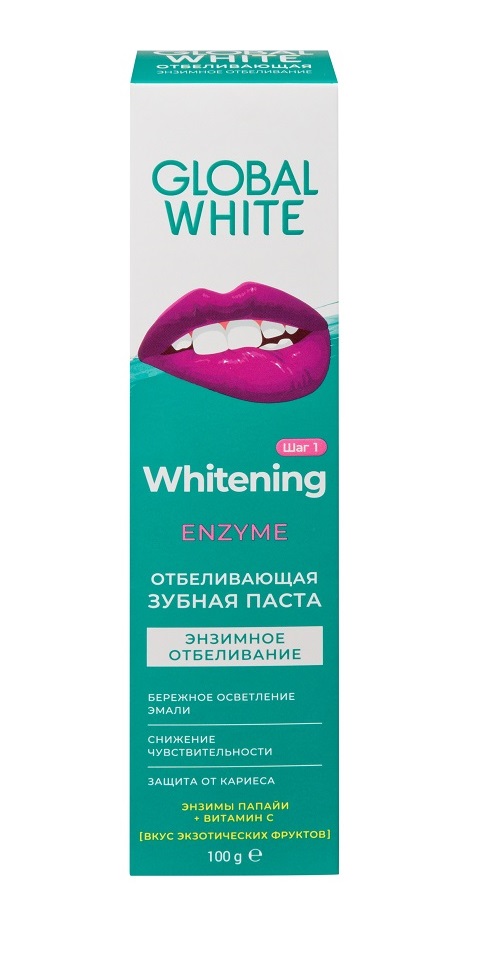 цена Global White Отбеливающая зубная паста Enzyme, 100 г (Global White, Подготовка к отбеливанию)