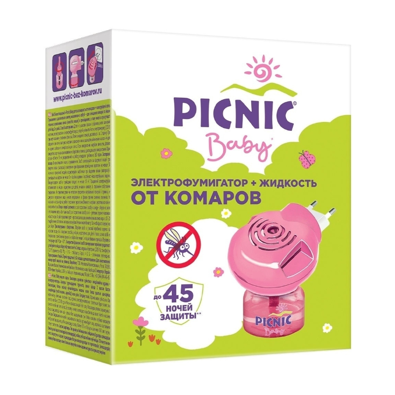 

Picnic Комплект "Защита для детей 45 ночей": электрофумигатор + жидкость от комаров, 30 мл (Picnic, Baby), Baby